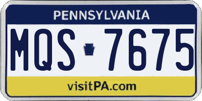 PA license plate MQS7675