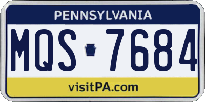 PA license plate MQS7684