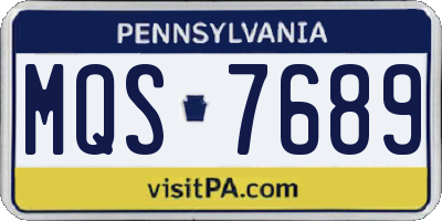 PA license plate MQS7689