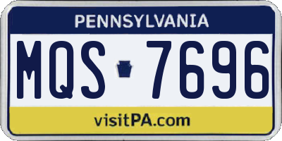 PA license plate MQS7696