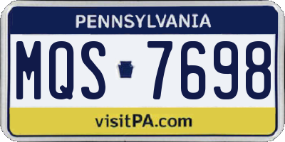 PA license plate MQS7698