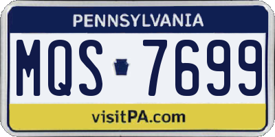 PA license plate MQS7699