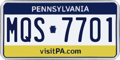 PA license plate MQS7701