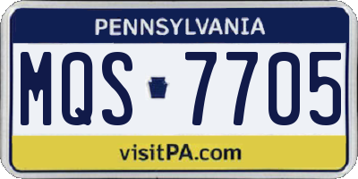 PA license plate MQS7705