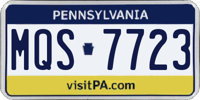PA license plate MQS7723