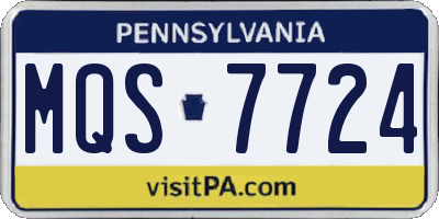 PA license plate MQS7724