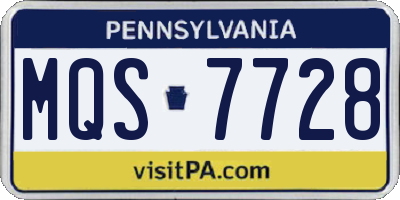 PA license plate MQS7728