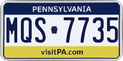 PA license plate MQS7735