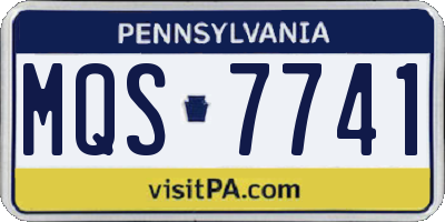 PA license plate MQS7741
