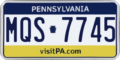 PA license plate MQS7745