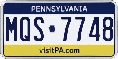 PA license plate MQS7748