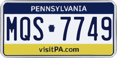 PA license plate MQS7749