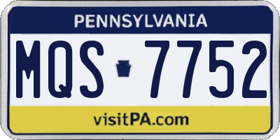 PA license plate MQS7752
