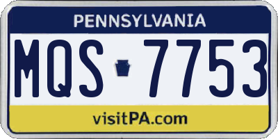 PA license plate MQS7753