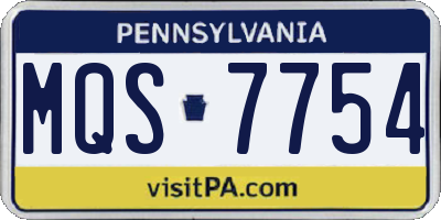 PA license plate MQS7754