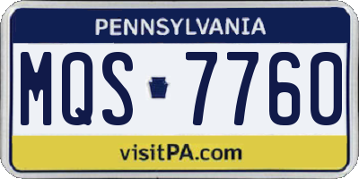 PA license plate MQS7760