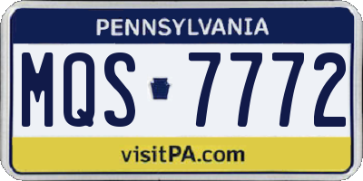 PA license plate MQS7772