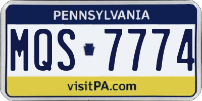 PA license plate MQS7774