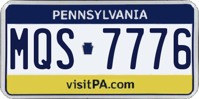PA license plate MQS7776