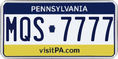 PA license plate MQS7777