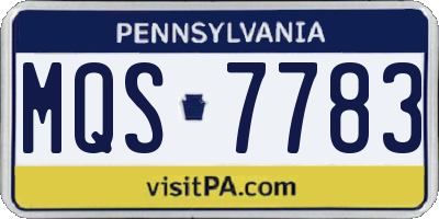 PA license plate MQS7783