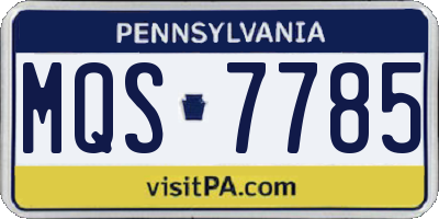 PA license plate MQS7785