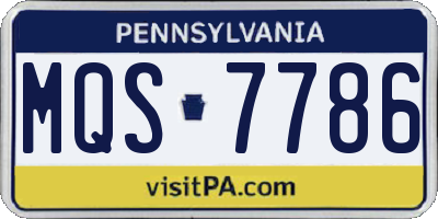 PA license plate MQS7786