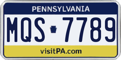 PA license plate MQS7789