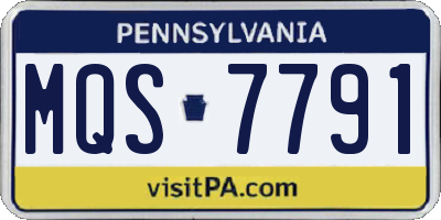 PA license plate MQS7791