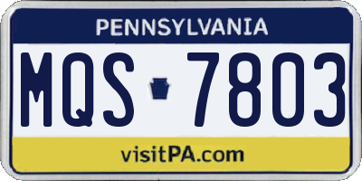 PA license plate MQS7803