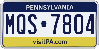 PA license plate MQS7804