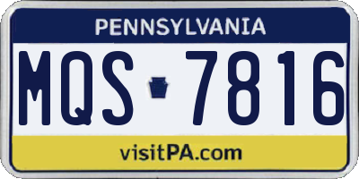 PA license plate MQS7816