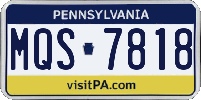 PA license plate MQS7818