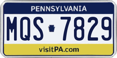 PA license plate MQS7829