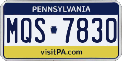 PA license plate MQS7830