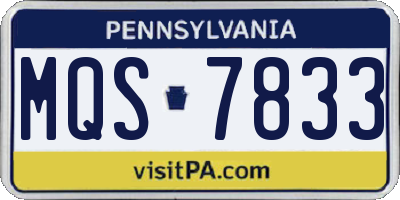 PA license plate MQS7833