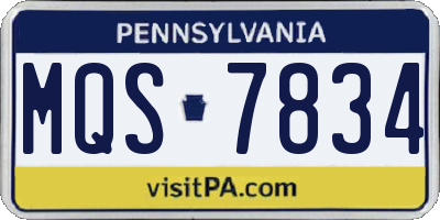 PA license plate MQS7834