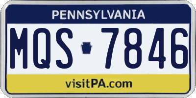 PA license plate MQS7846