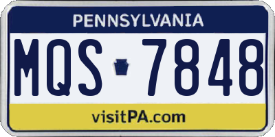 PA license plate MQS7848