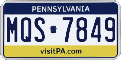 PA license plate MQS7849