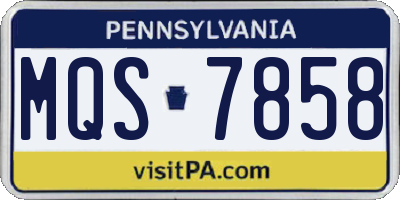 PA license plate MQS7858