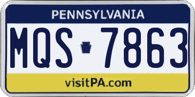PA license plate MQS7863
