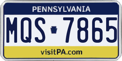 PA license plate MQS7865