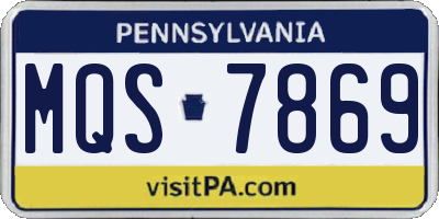 PA license plate MQS7869