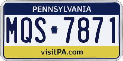 PA license plate MQS7871