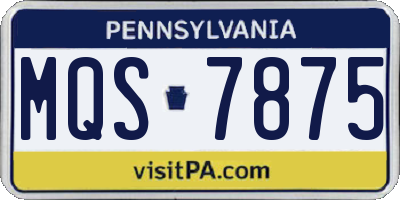 PA license plate MQS7875