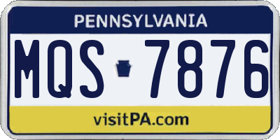 PA license plate MQS7876