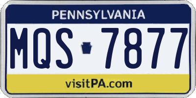 PA license plate MQS7877