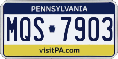 PA license plate MQS7903