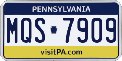 PA license plate MQS7909